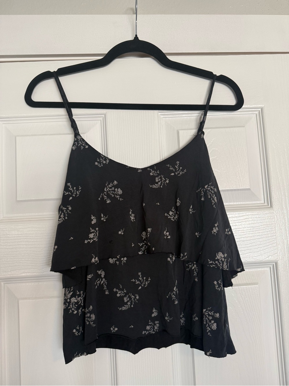 Mudd Black Floral Tiered Ruffle Tank